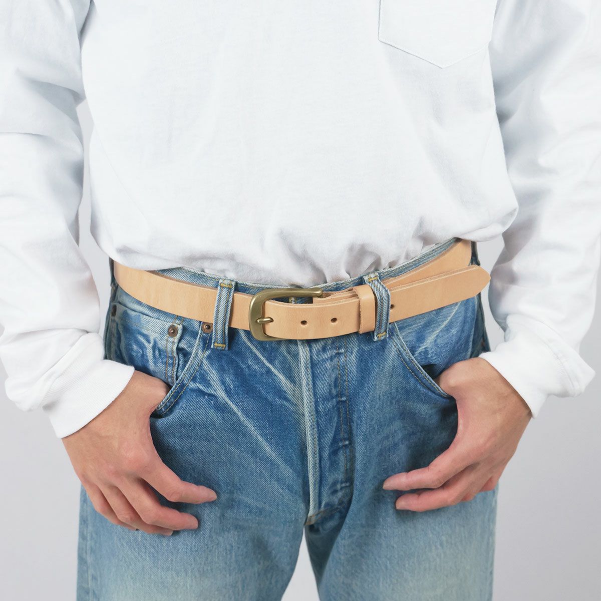 ジャラーナJalanaハーマンオークレザーベルト#874ビッグサイズ大きいサイズ(メンズ42-46革ベルトヌメ革30mm幅ナローベルト)