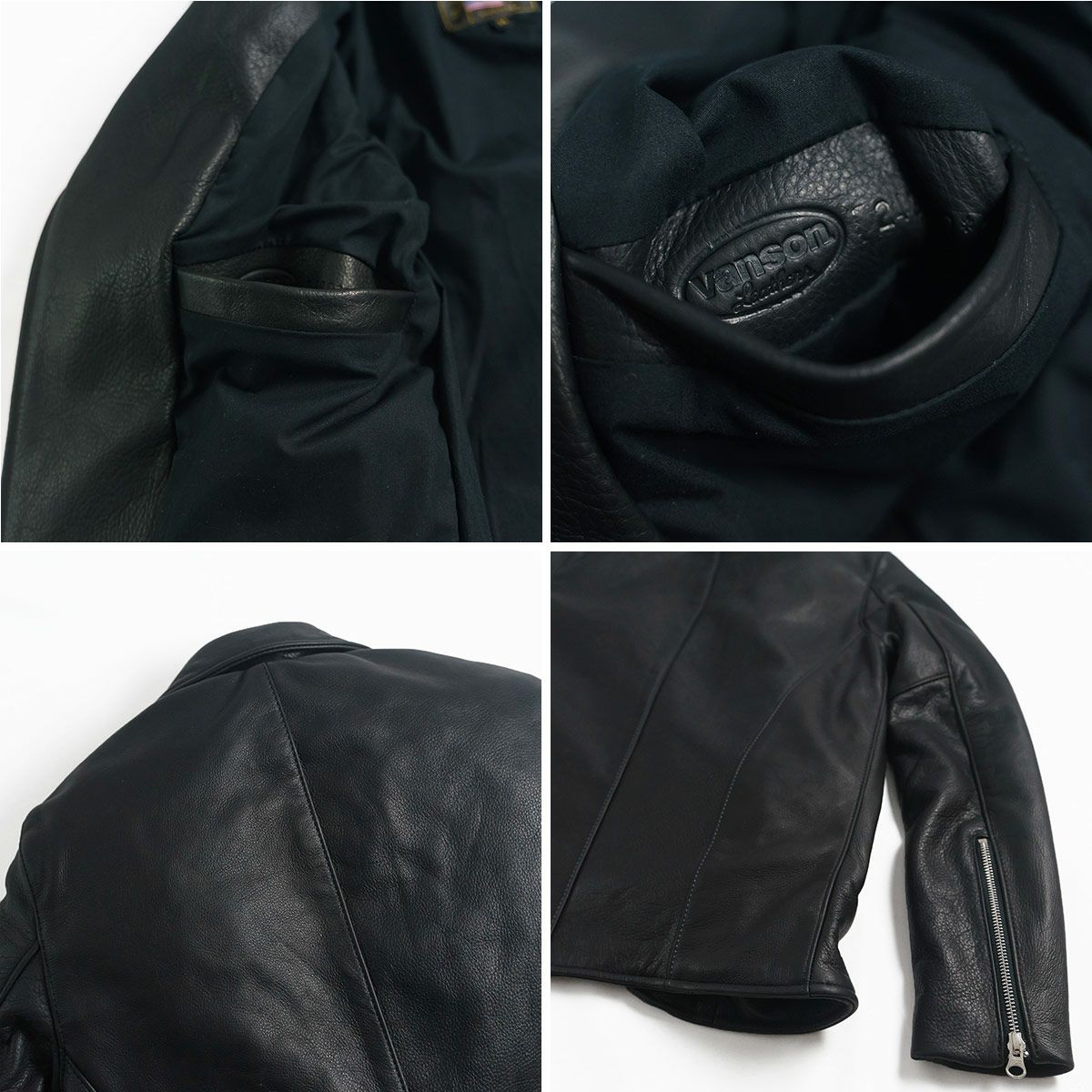 バンソンVANSONC2Rダブルライダースソフトカウレザースキニアーフィットシルバージップ｜メンズライダースレザージャケットアメリカ製革ジャンスリムタイトサテン裏地本革牛革MADEINUSAサイズ34-44アウターブランド