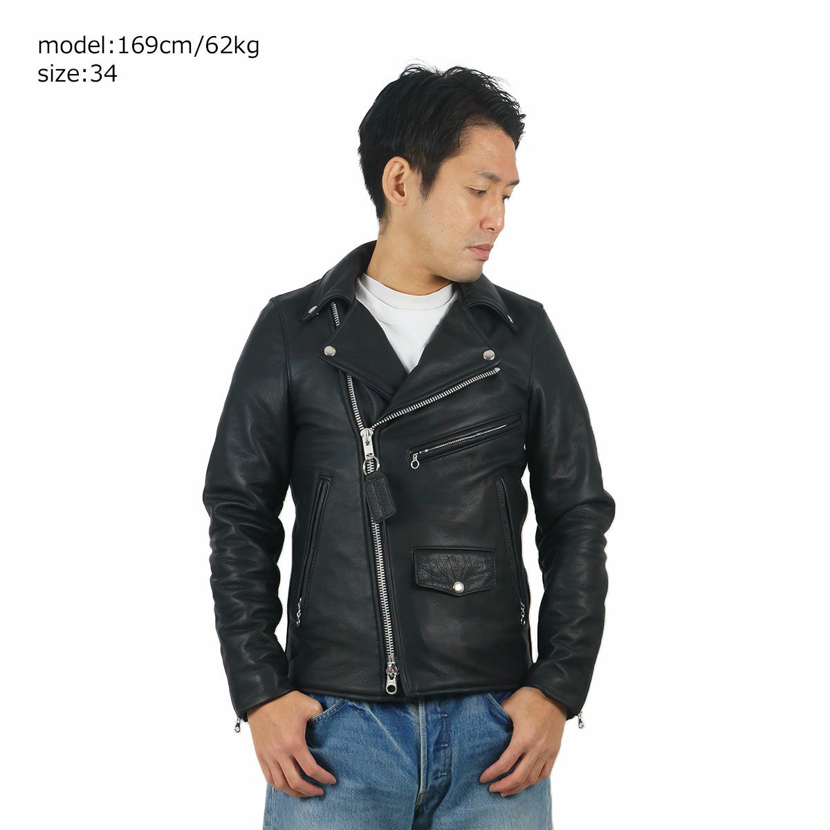 バンソンVANSONC2Rダブルライダースソフトカウレザースキニアーフィットシルバージップ｜メンズライダースレザージャケットアメリカ製革ジャンスリムタイトサテン裏地本革牛革MADEINUSAサイズ34-44アウターブランド