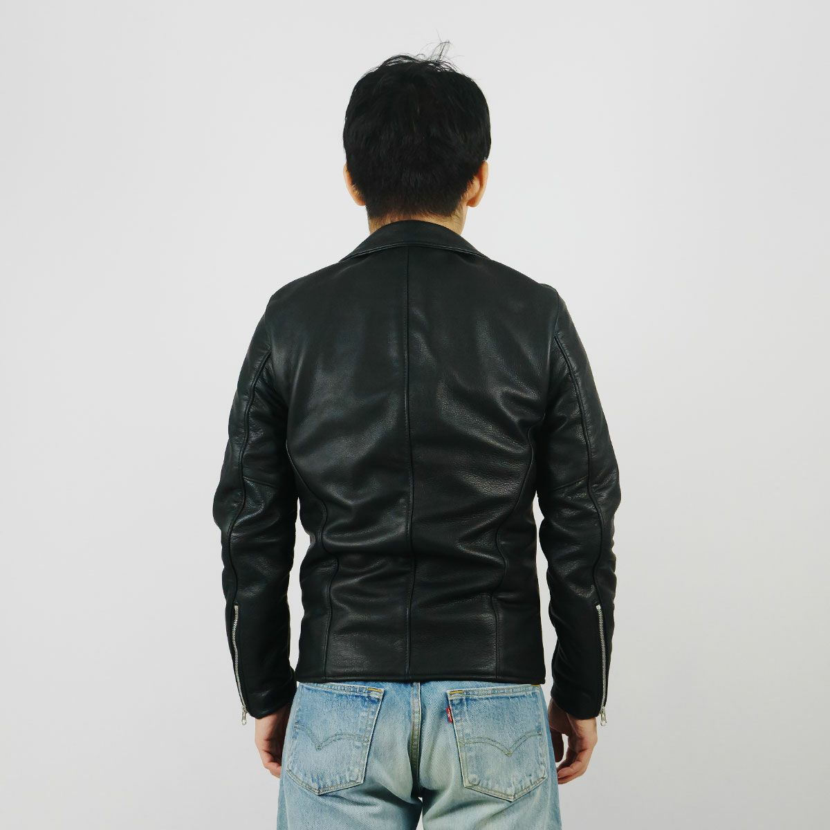 バンソンVANSONC2Rダブルライダースソフトカウレザースキニアーフィットシルバージップ｜メンズライダースレザージャケットアメリカ製革ジャンスリムタイトサテン裏地本革牛革MADEINUSAサイズ34-44アウターブランド