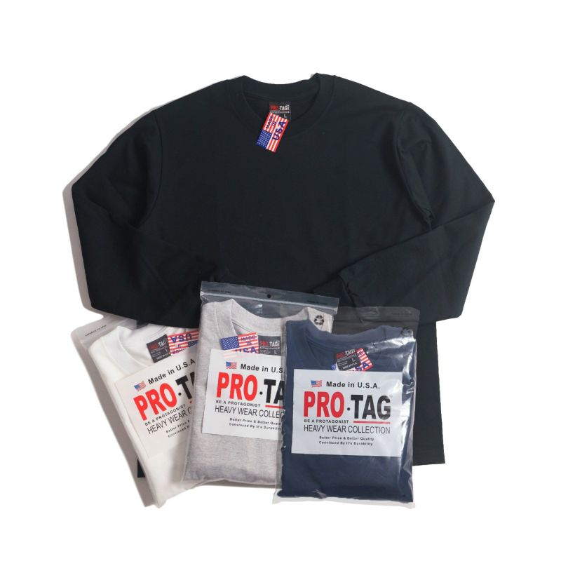 プロタグPRO-TAG9オンススーパーヘビーウエイトクルーネック長袖Tシャツビッグサイズ大きいサイズ