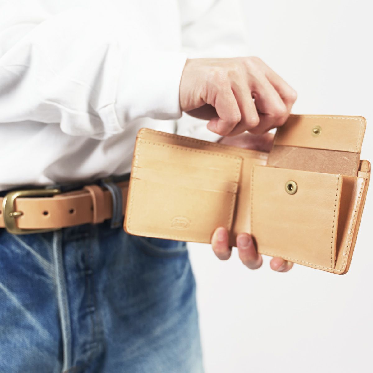 ジャラーナJalanaハーマンオークレザーウォレット(メンズ革財布ヌメ革二つ折り小銭入れ)