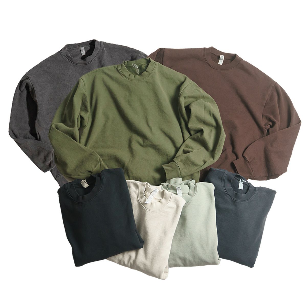 ロサンゼルスアパレルLOSANGELESAPPARELHF07GD14オンスヘビーフリースクルーネックスウェット別注オーバーダイ｜後染めアメリカ製トレーナー