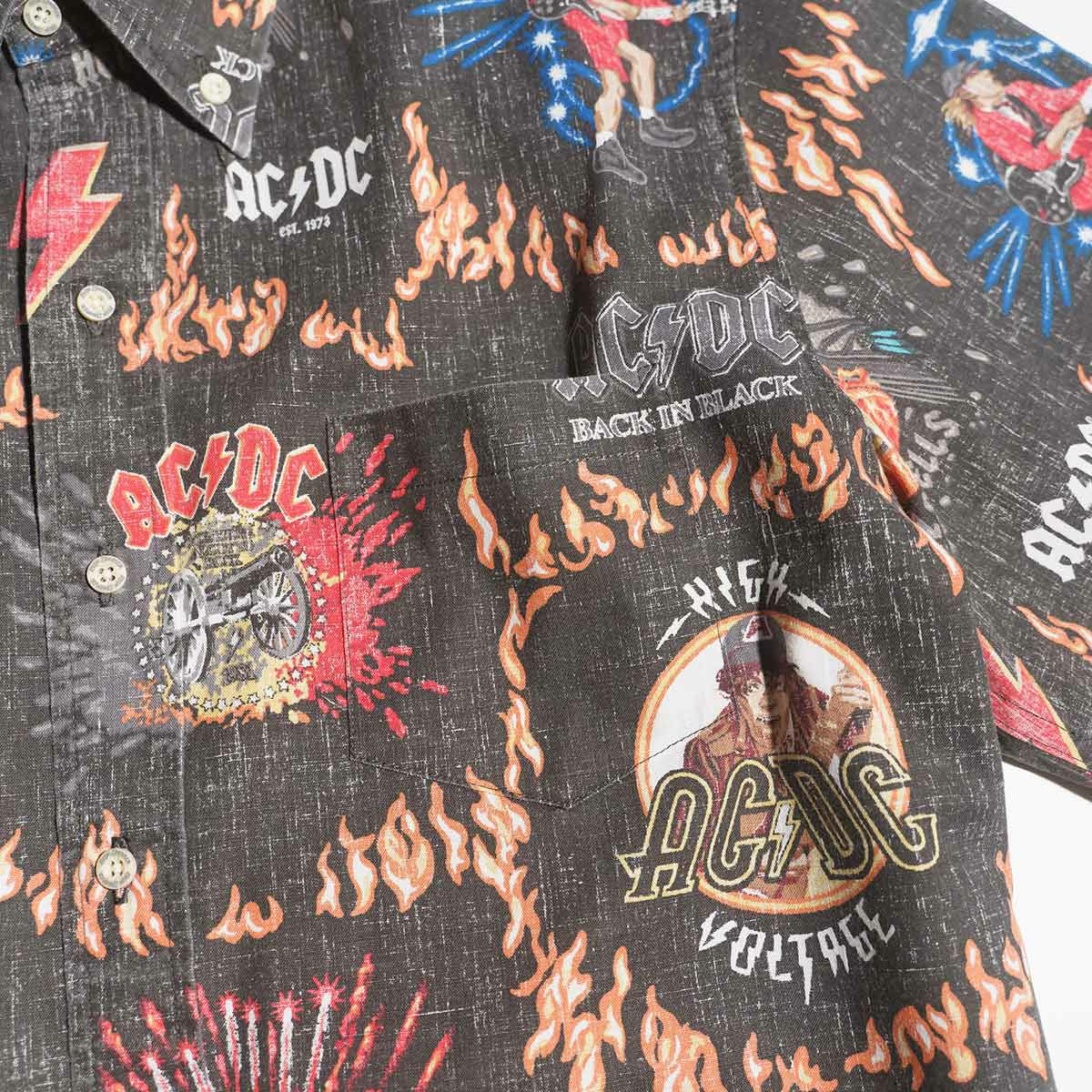 レインスプーナーREYNSPOONER半袖アロハシャツフルオープンAC/DCForThoseAboutToRock