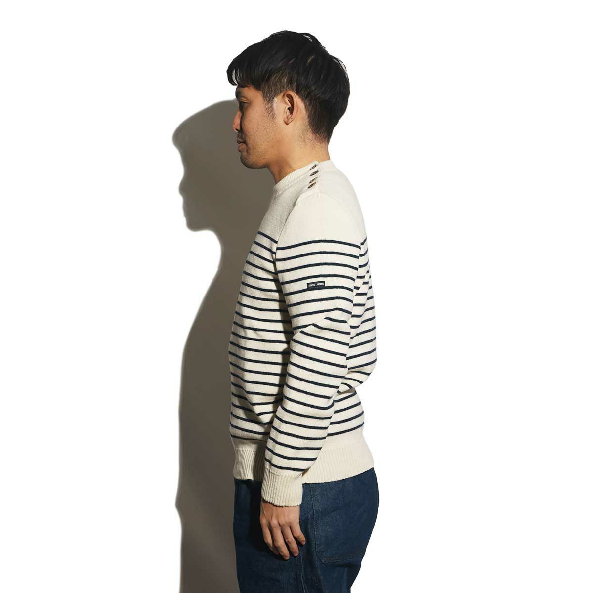 セントジェームスSAINTJAMES肩ボタンボーダーセータービニック