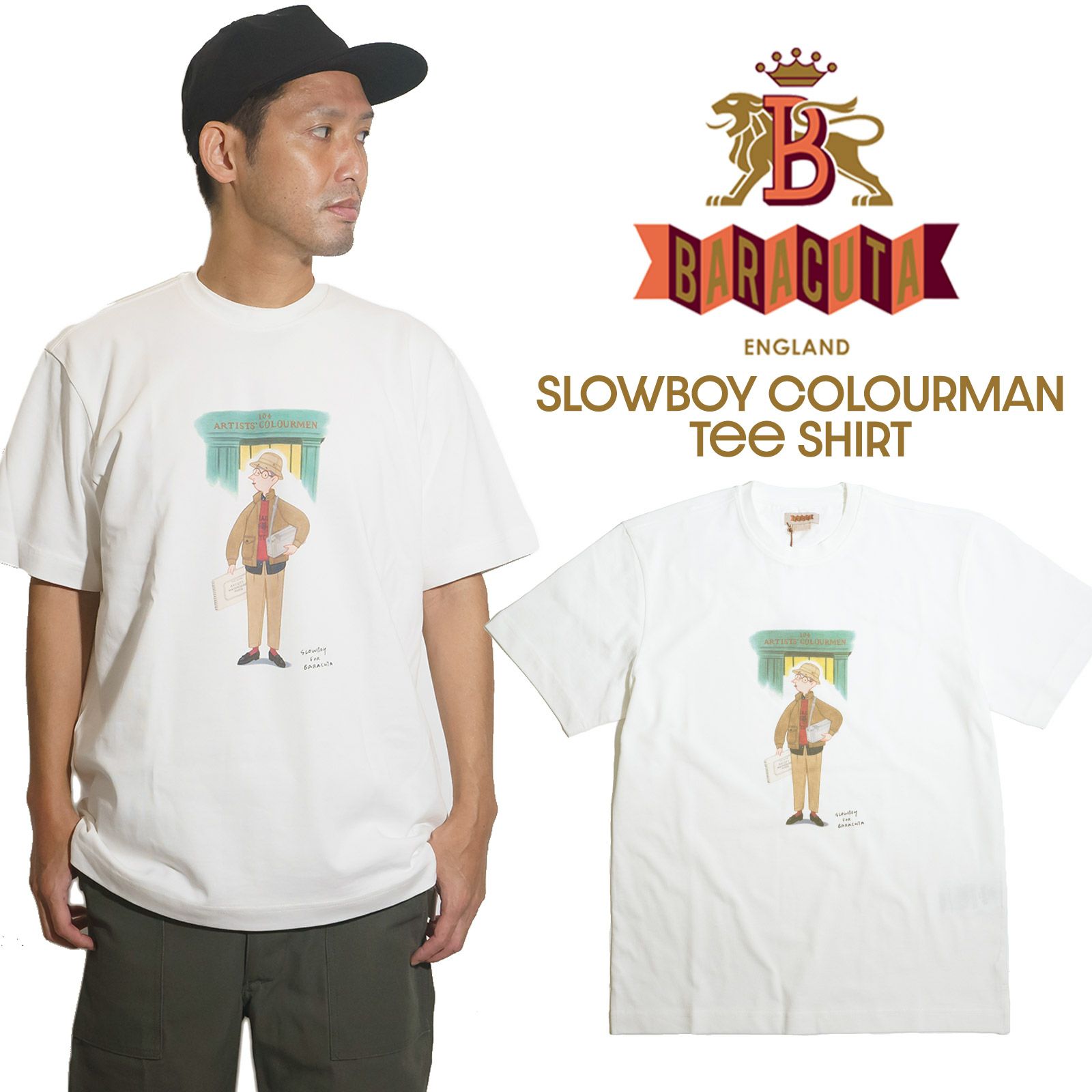 バラクータBARACUTAスローボーイカラーマンTシャツオフホワイト