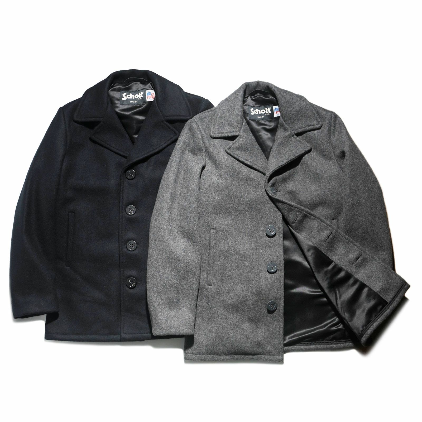 ショットSCHOTT当店別注756JALメンズウールシングルピーコートサテンライニング