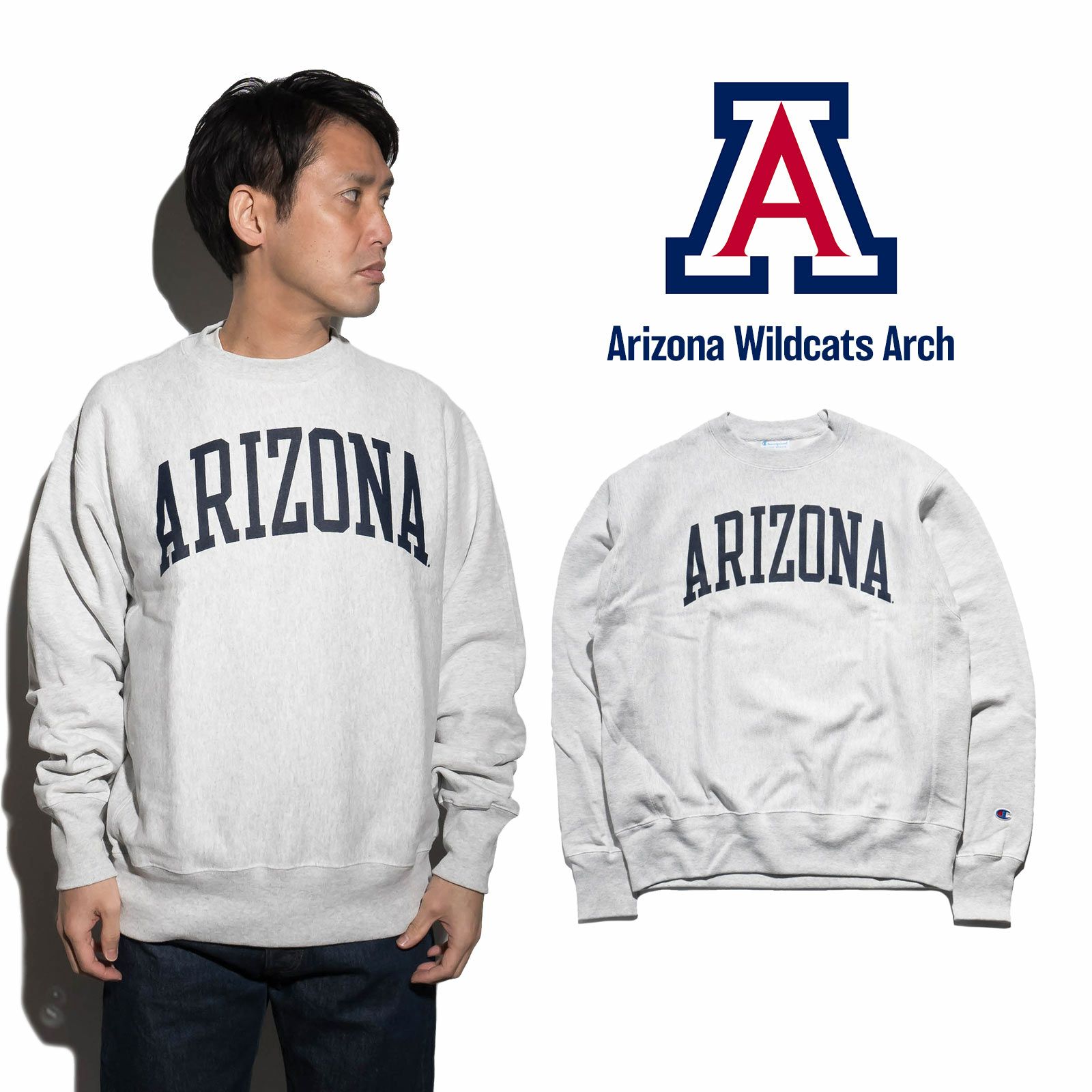 UNIVERSITYOFARIZONAオフィシャルクルーネックカレッジスウェットチャンピオンリバースウィーブ