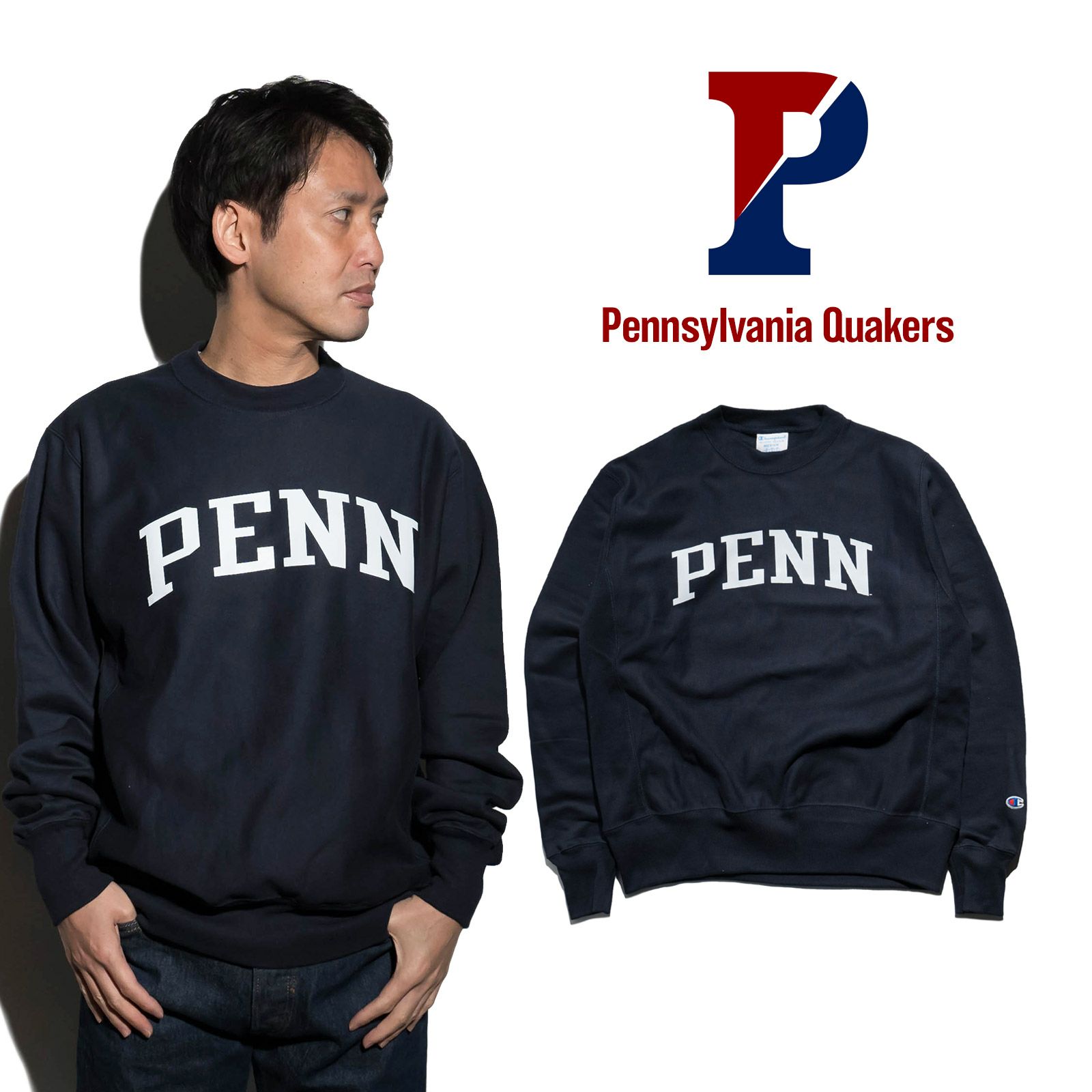 UNIVERSITYOFPENNSYLVANIAオフィシャルクルーネックカレッジスウェットチャンピオンリバースウィーブ