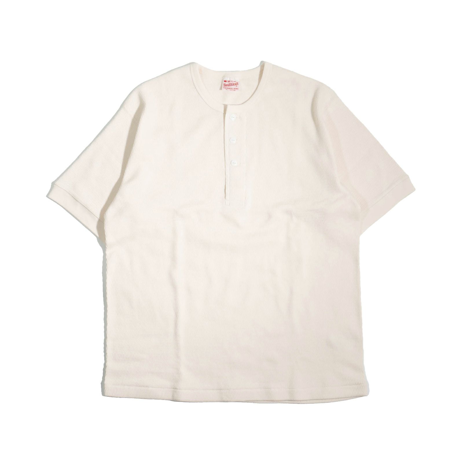 ヘルスニットHealthknit52028サーマルキングラッセルハニカムヘンリーネック半袖パッケージ入り