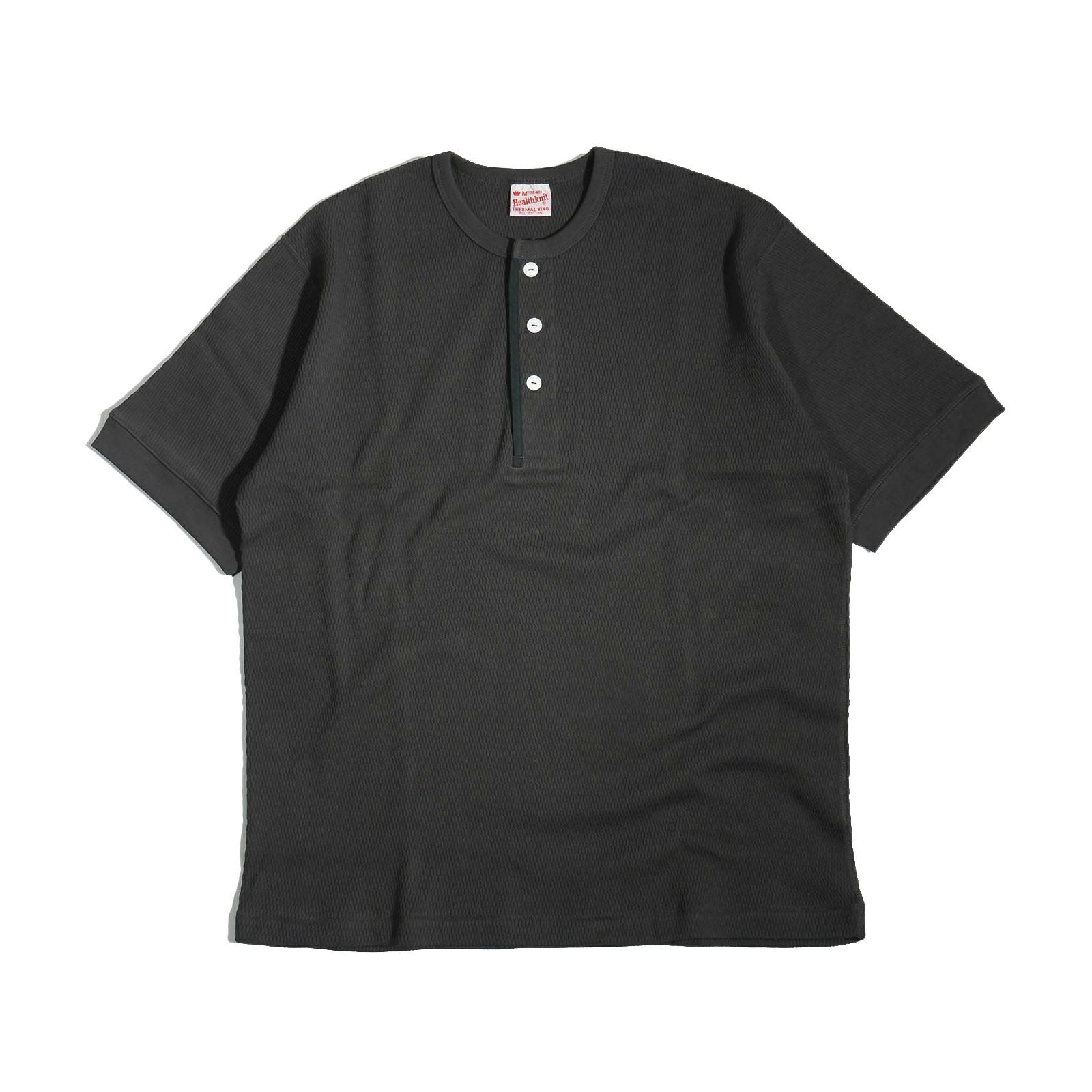 ヘルスニットHealthknit52028サーマルキングラッセルハニカムヘンリーネック半袖パッケージ入り