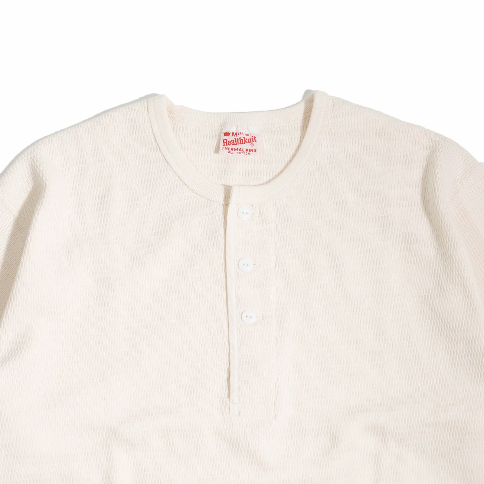 ヘルスニットHealthknit52028サーマルキングラッセルハニカムヘンリーネック半袖パッケージ入り