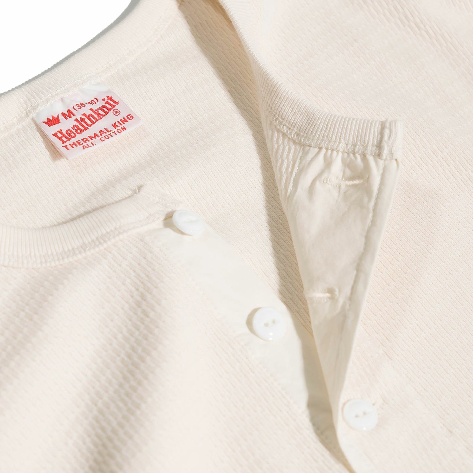 ヘルスニットHealthknit52028サーマルキングラッセルハニカムヘンリーネック半袖パッケージ入り