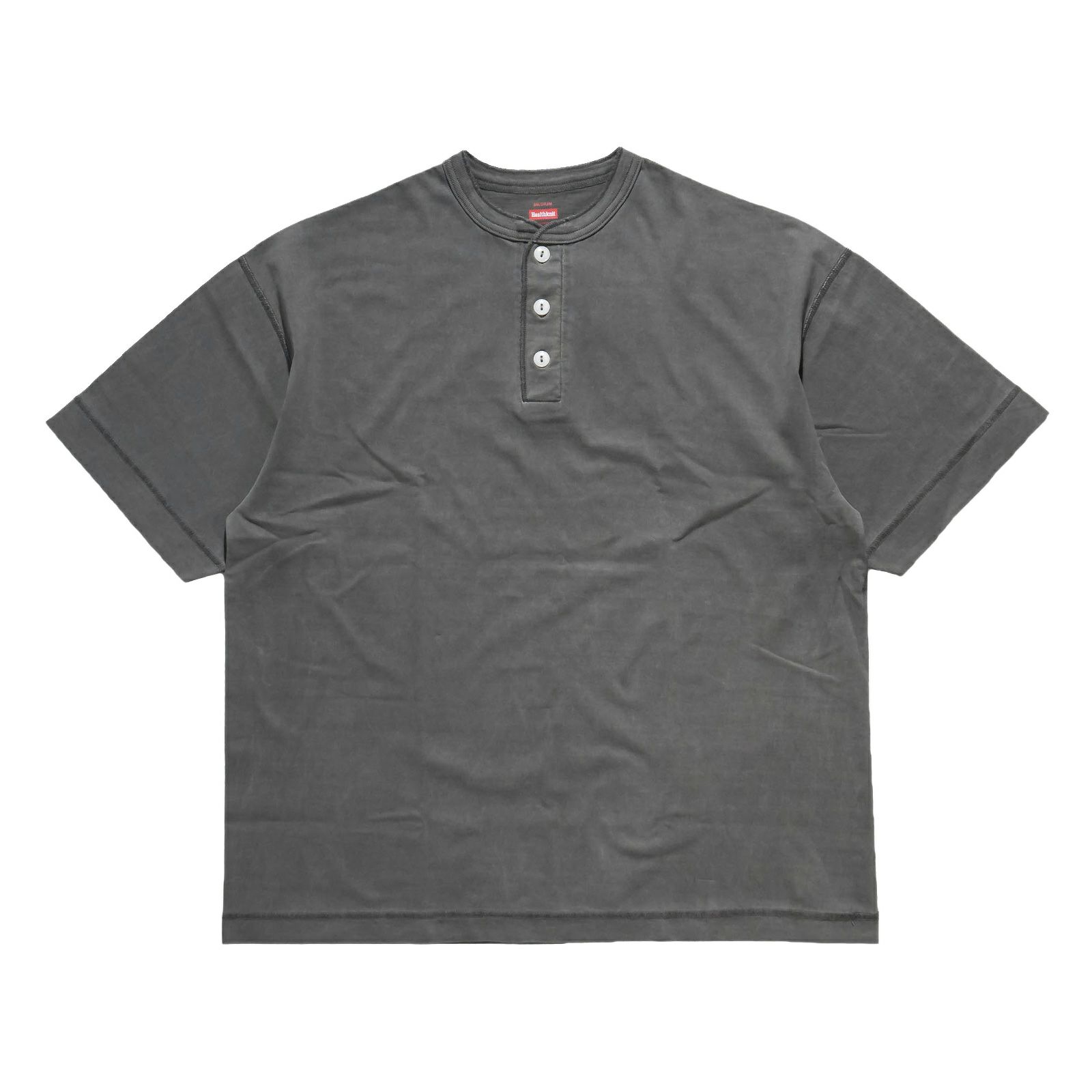 ヘルスニットHealthknitHR25S-M104U.S.コットンジャージー硫化染め半袖ヘンリーネックTシャツ
