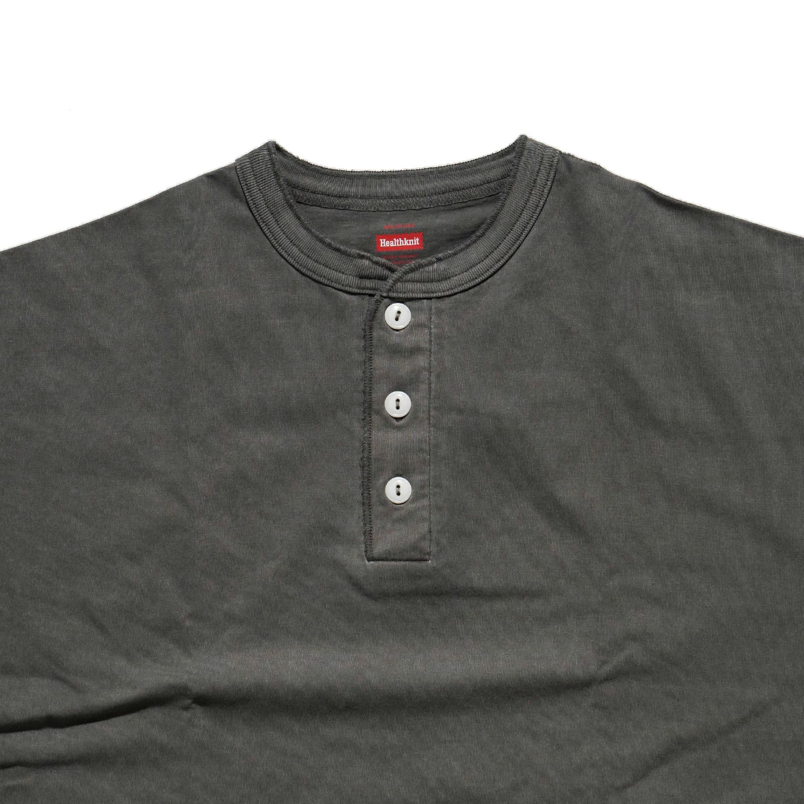 ヘルスニットHealthknitHR25S-M104U.S.コットンジャージー硫化染め半袖ヘンリーネックTシャツ