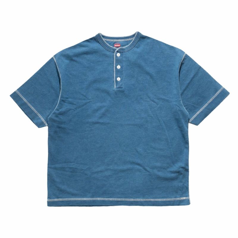 ヘルスニットHealthknitHR25S-M104-2U.S.コットンジャージーインディゴ染め半袖ヘンリーネックTシャツ