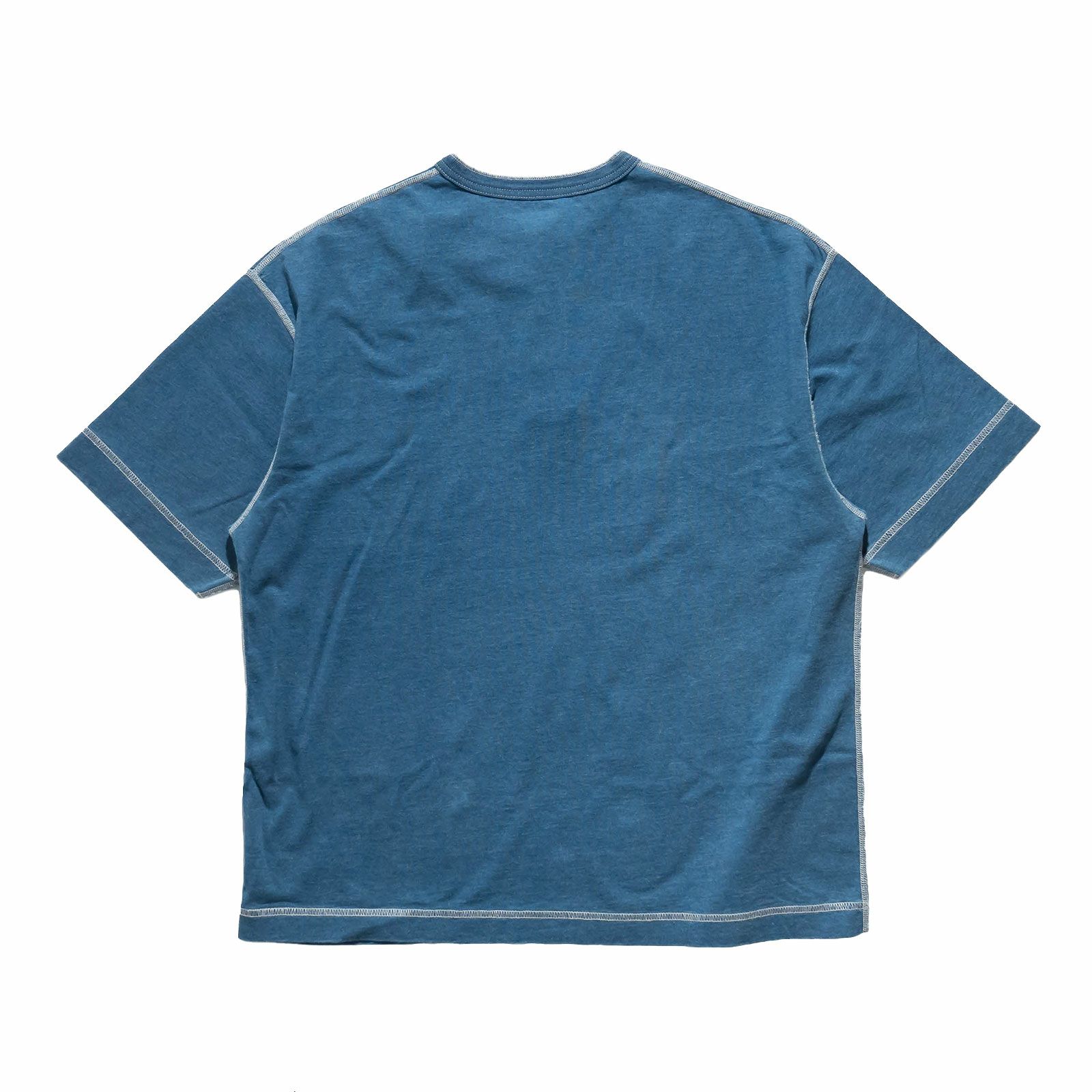 ヘルスニットHealthknitHR25S-M104-2U.S.コットンジャージーインディゴ染め半袖ヘンリーネックTシャツ