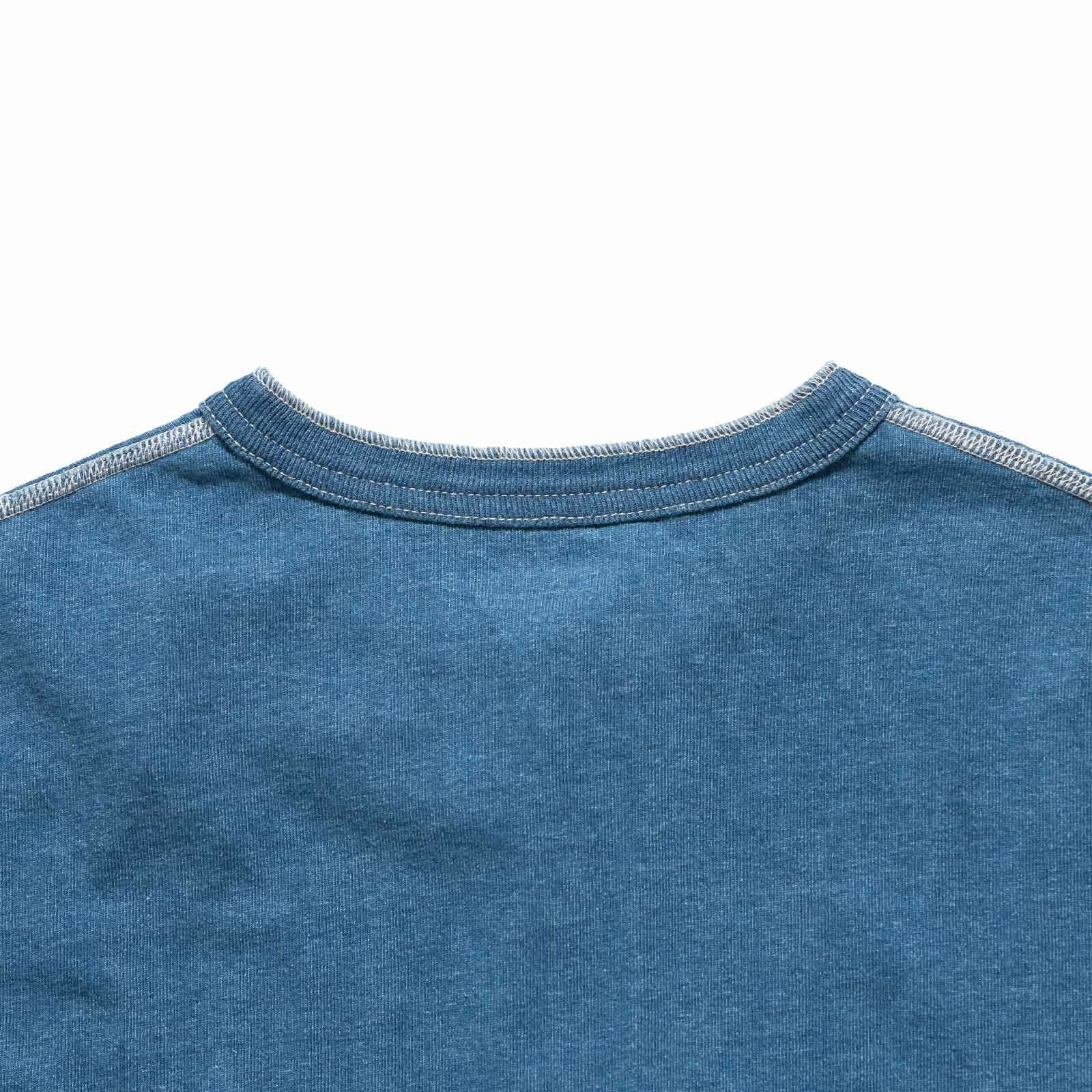 ヘルスニットHealthknitHR25S-M104-2U.S.コットンジャージーインディゴ染め半袖ヘンリーネックTシャツ