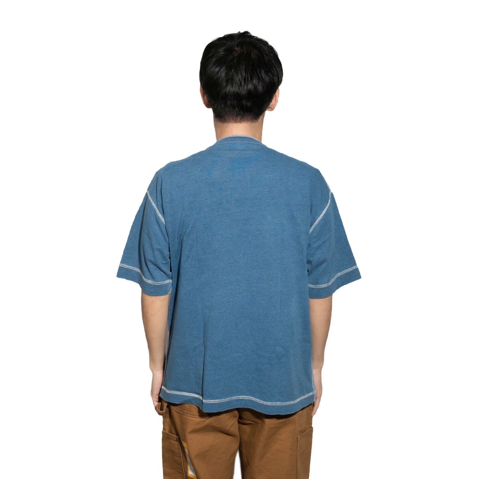 ヘルスニットHealthknitHR25S-M104-2U.S.コットンジャージーインディゴ染め半袖ヘンリーネックTシャツ