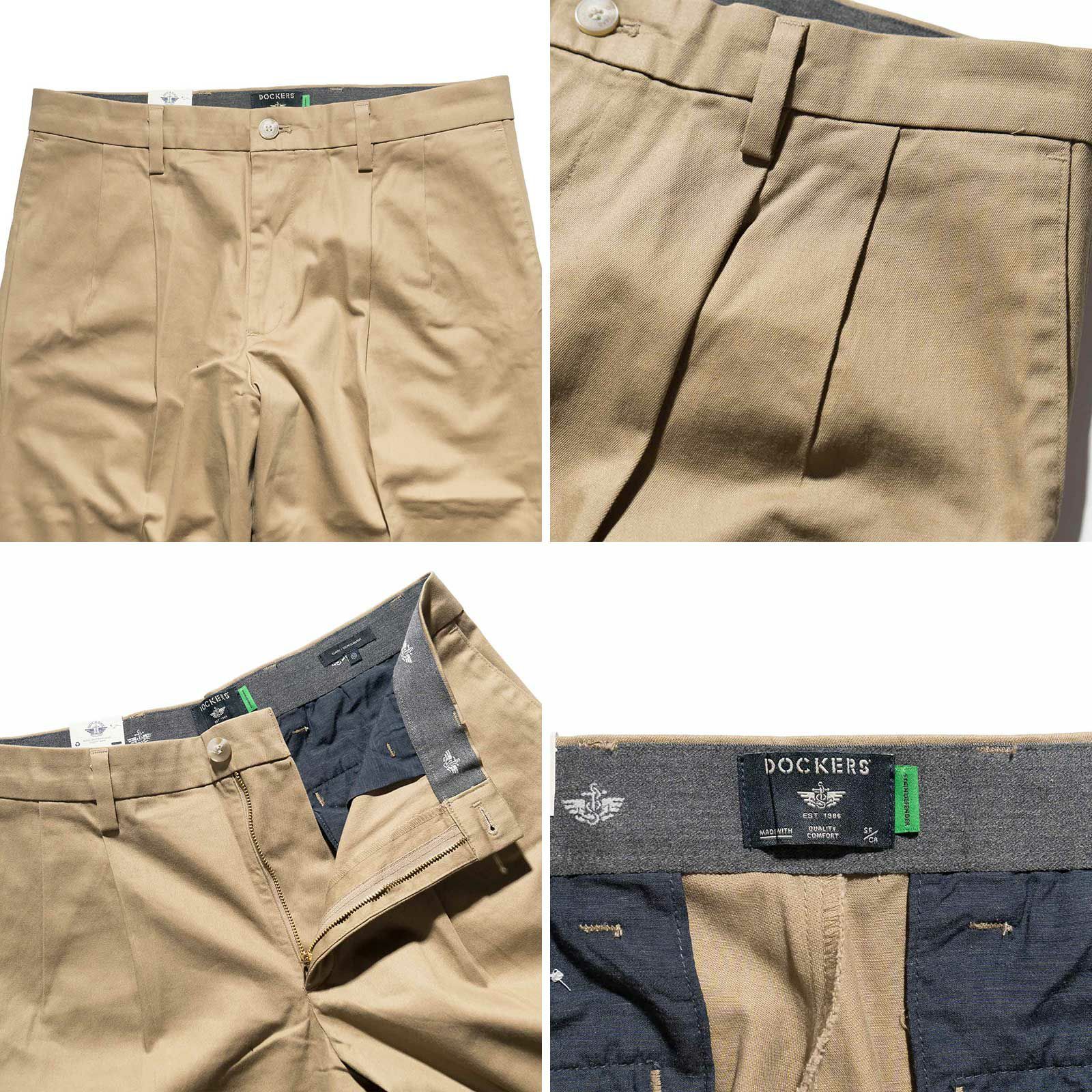 ドッカーズDOCKERSシグネチャーアイロンフリーカーキプリーツクラッシックフィットステインディフェンダー