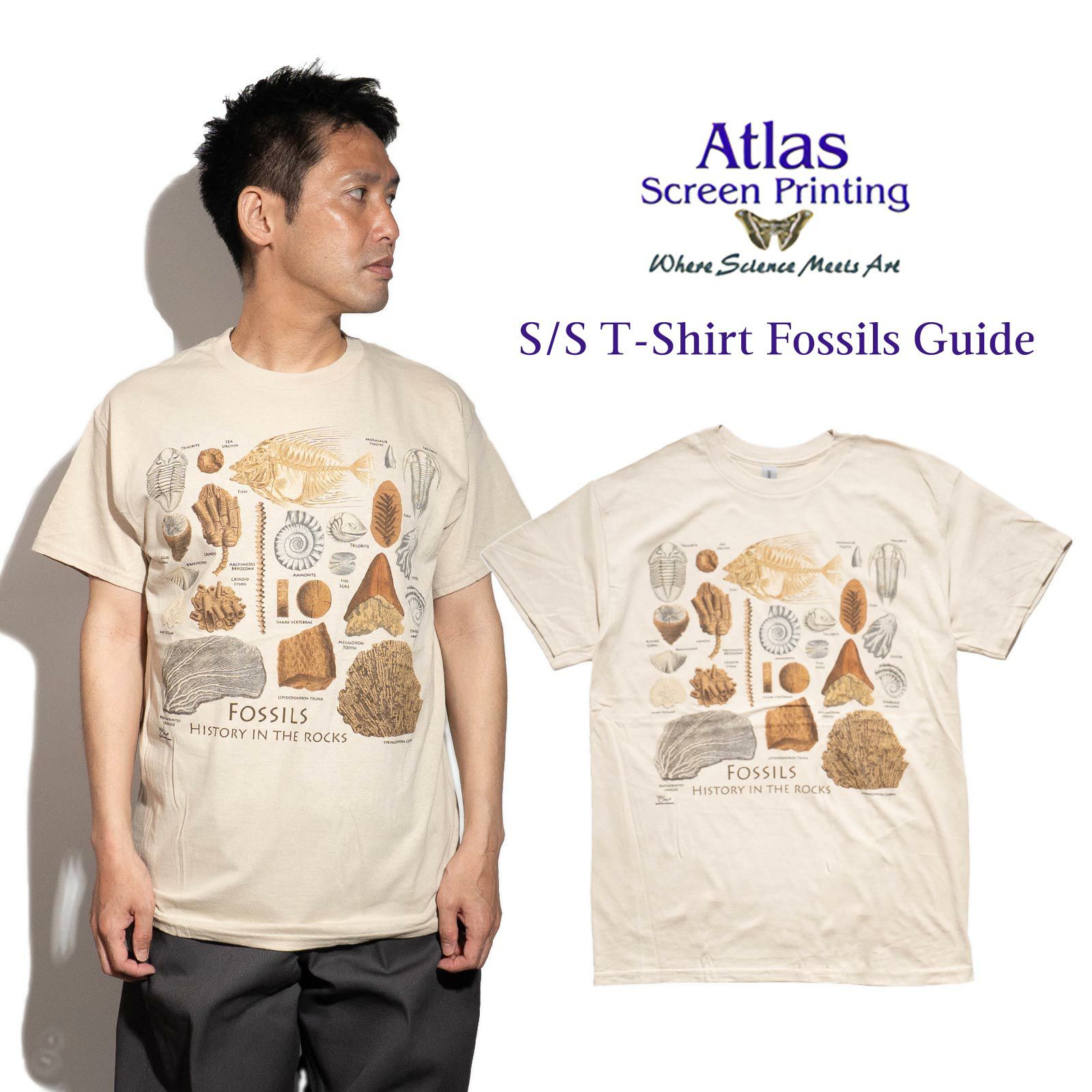 アトラススクリーンプリンティングATLASSCREENPRINTING半袖Tシャツフォッシルズガイド