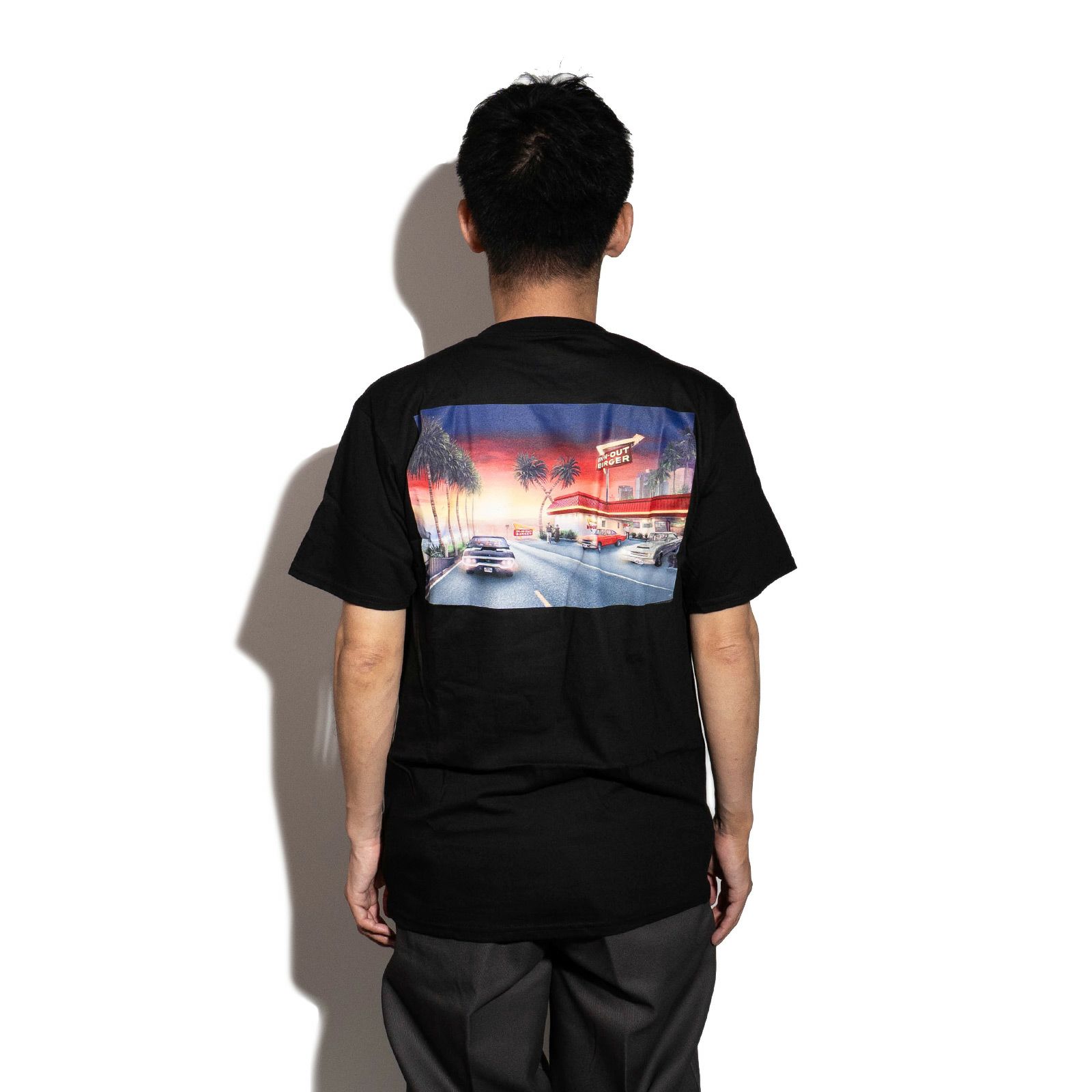インアンドアウトバーガー半袖Tシャツ2025ビーチクルーズブラック