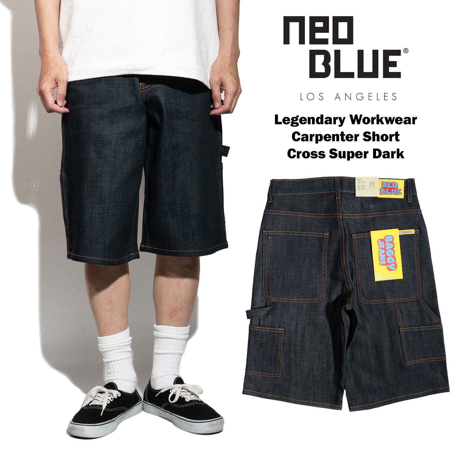 ネオブルーNEOBLUEバギーカーペンターショーツクロススーパーダーク
