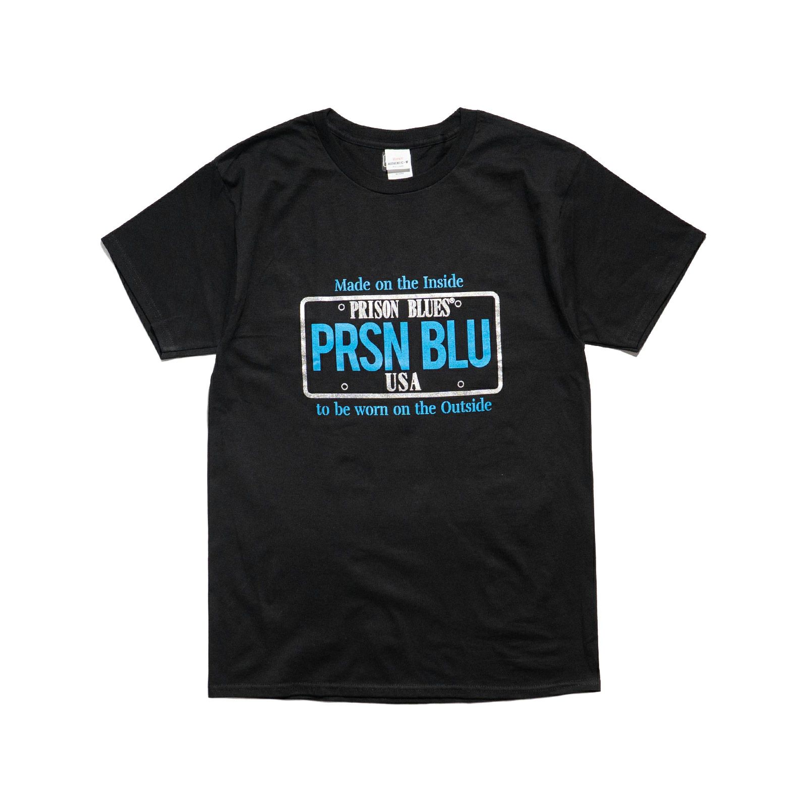 プリズンブルースPRISONBLUES半袖USAクロームプレートロゴTシャツ