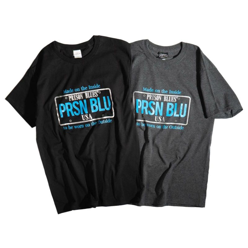 プリズンブルースPRISONBLUES半袖USAクロームプレートロゴTシャツ