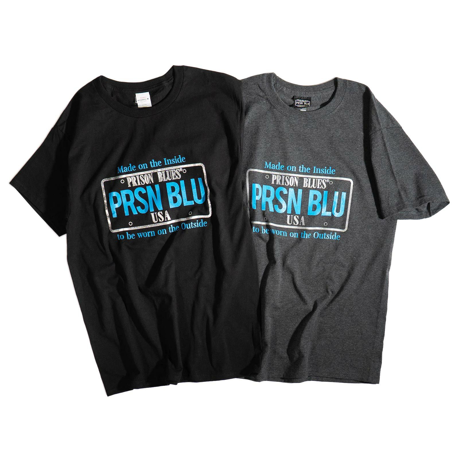 プリズンブルースPRISONBLUES半袖USAクロームプレートロゴTシャツ