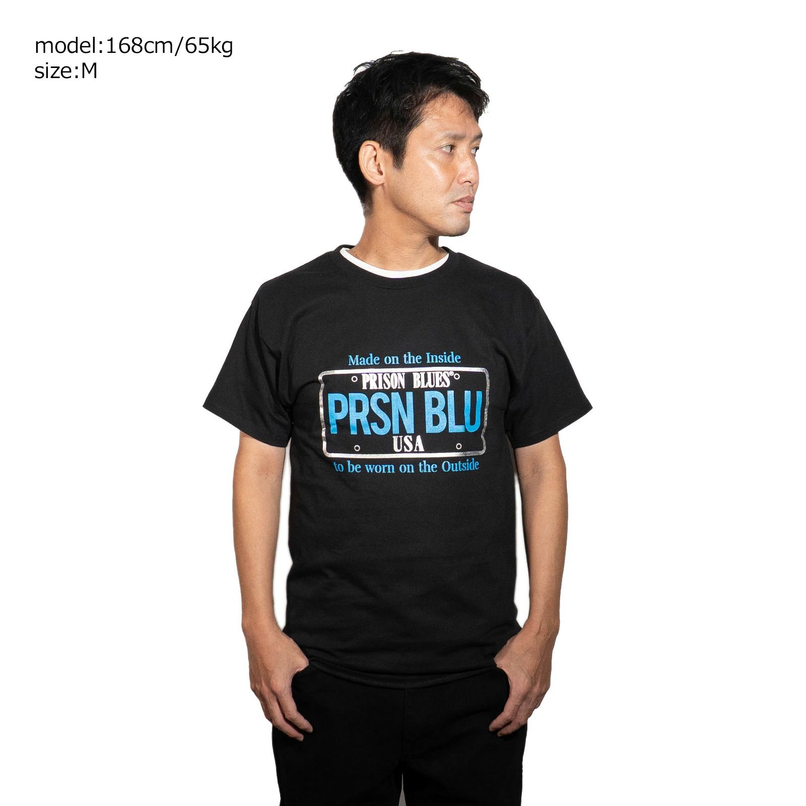 プリズンブルースPRISONBLUES半袖USAクロームプレートロゴTシャツ