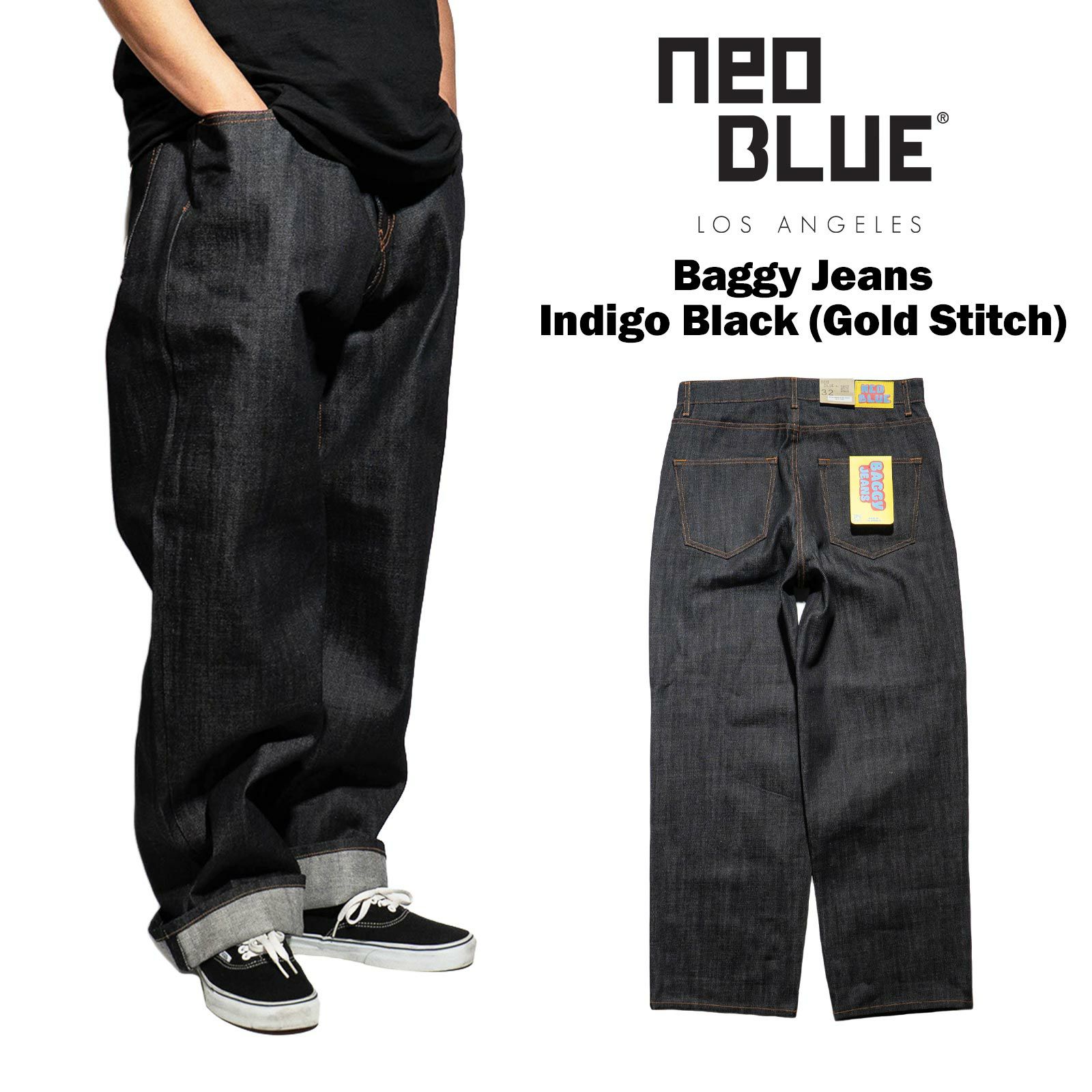 NEOBLUEバギージーンズインディゴブラックNX-558