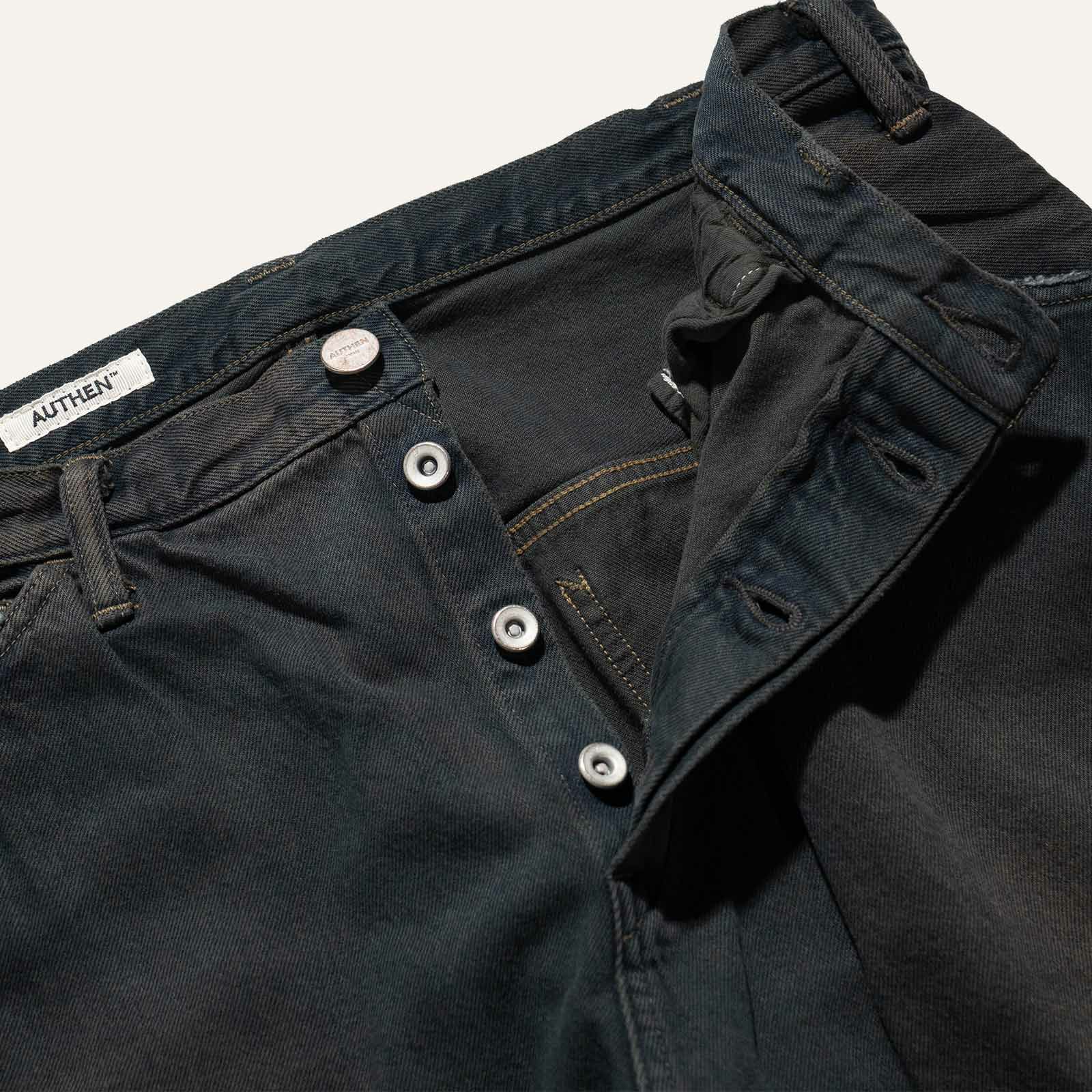 オーセンAUTHENヴィンテージワイドレッグオーバーダイブラックAUT-077-107