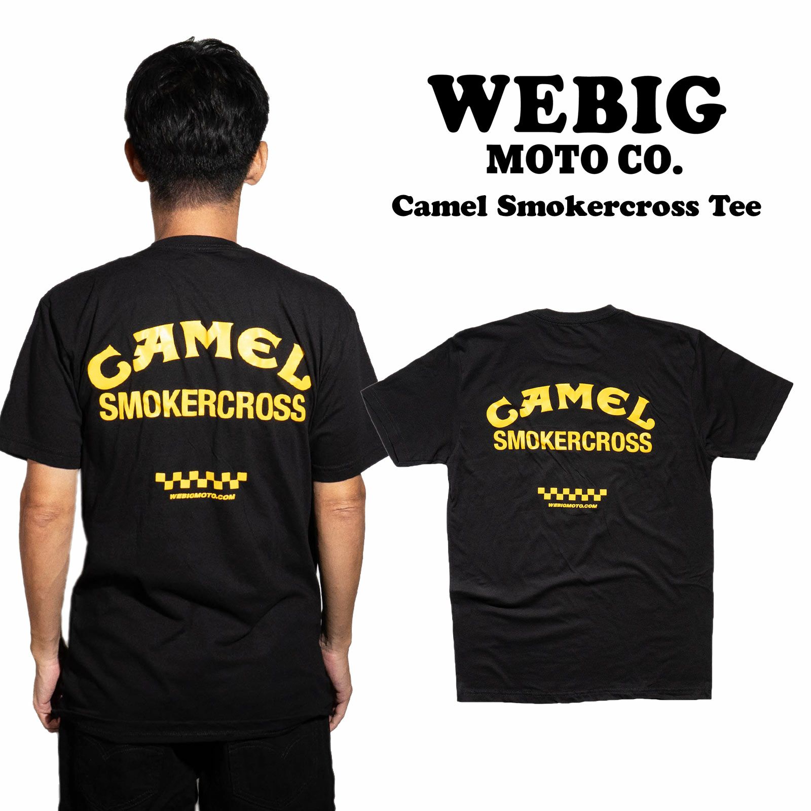ウィービッグモトWEBIGMOTOCO.キャメルスモーカークロスTシャツ