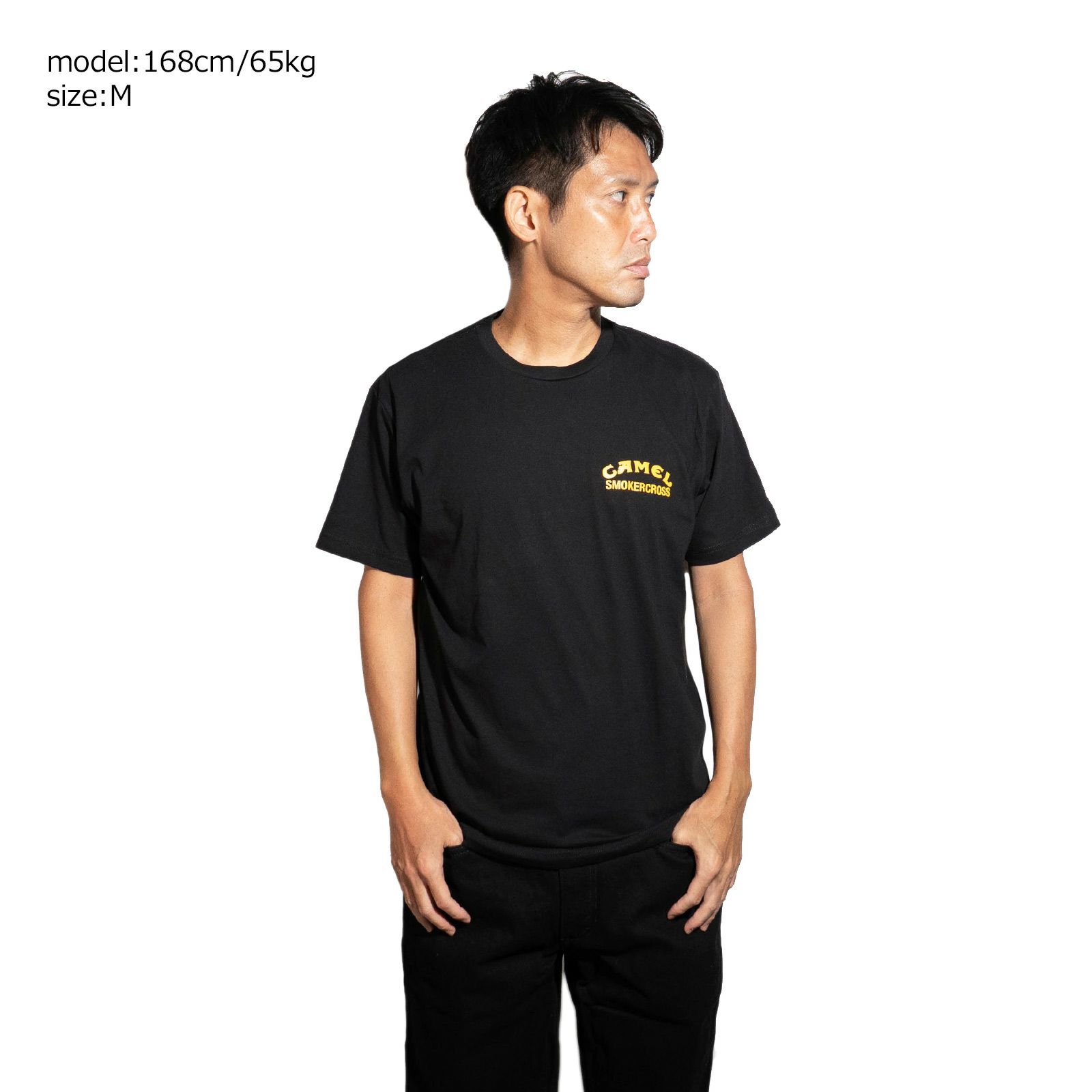 ウィービッグモトWEBIGMOTOCO.キャメルスモーカークロスTシャツ