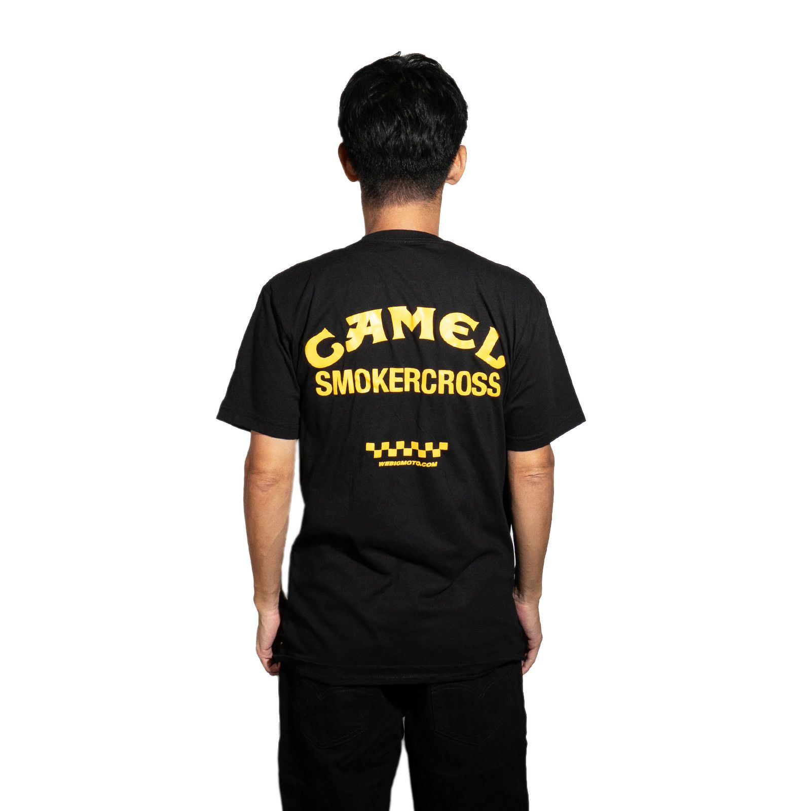 ウィービッグモトWEBIGMOTOCO.キャメルスモーカークロスTシャツ