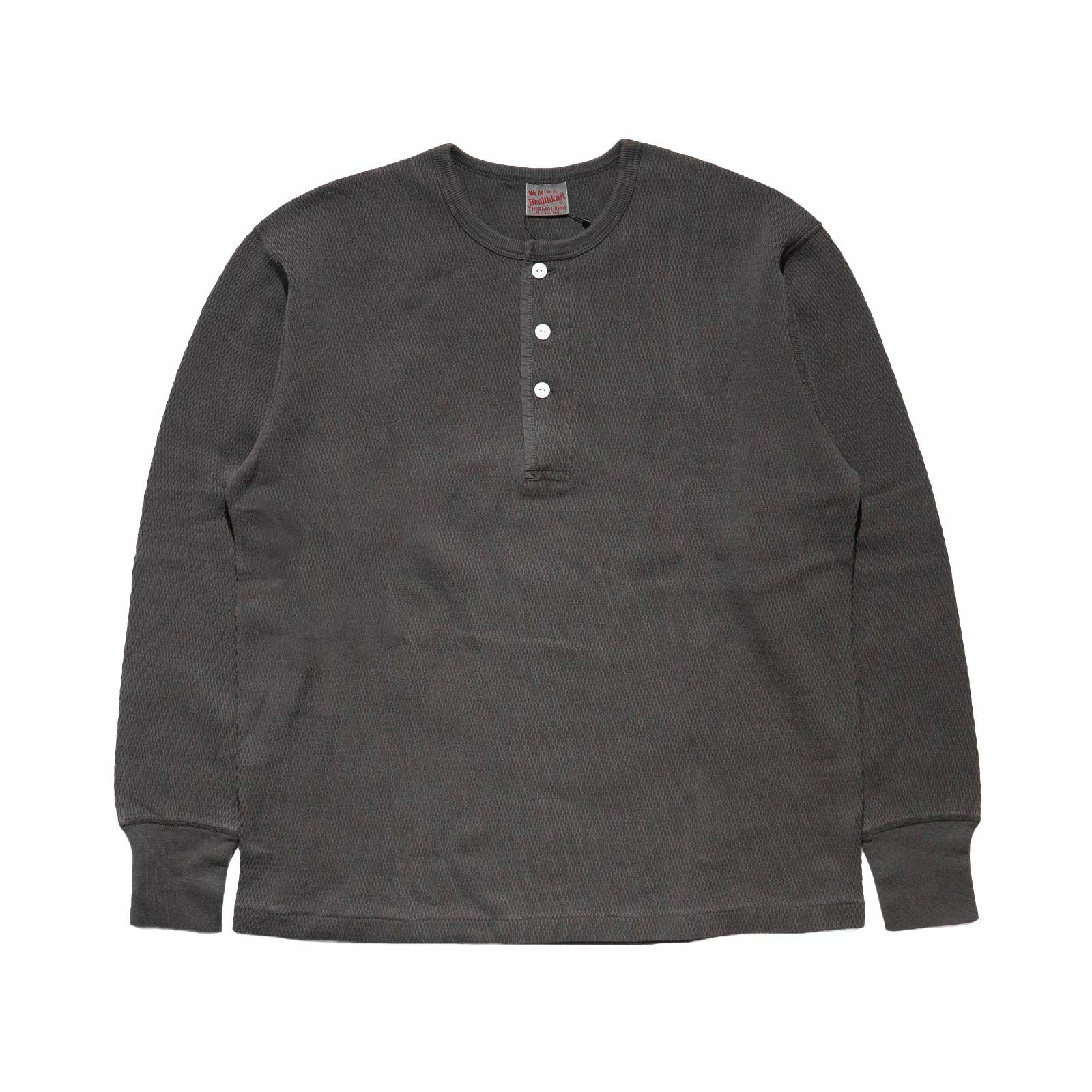 ヘルスニットHealthknit22024サーマルキングラッセルハニカムヘンリーネック長袖TシャツJalana別注ピグメントダイ