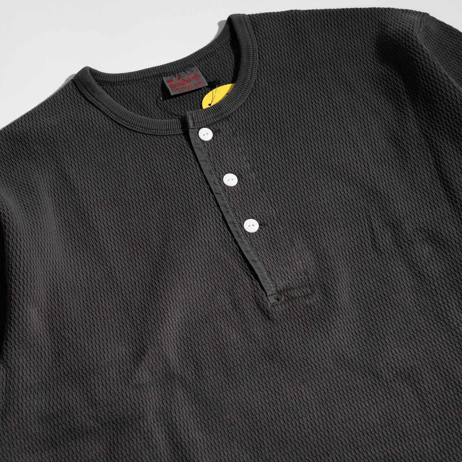 ヘルスニットHealthknit22024サーマルキングラッセルハニカムヘンリーネック長袖TシャツJalana別注ピグメントダイ