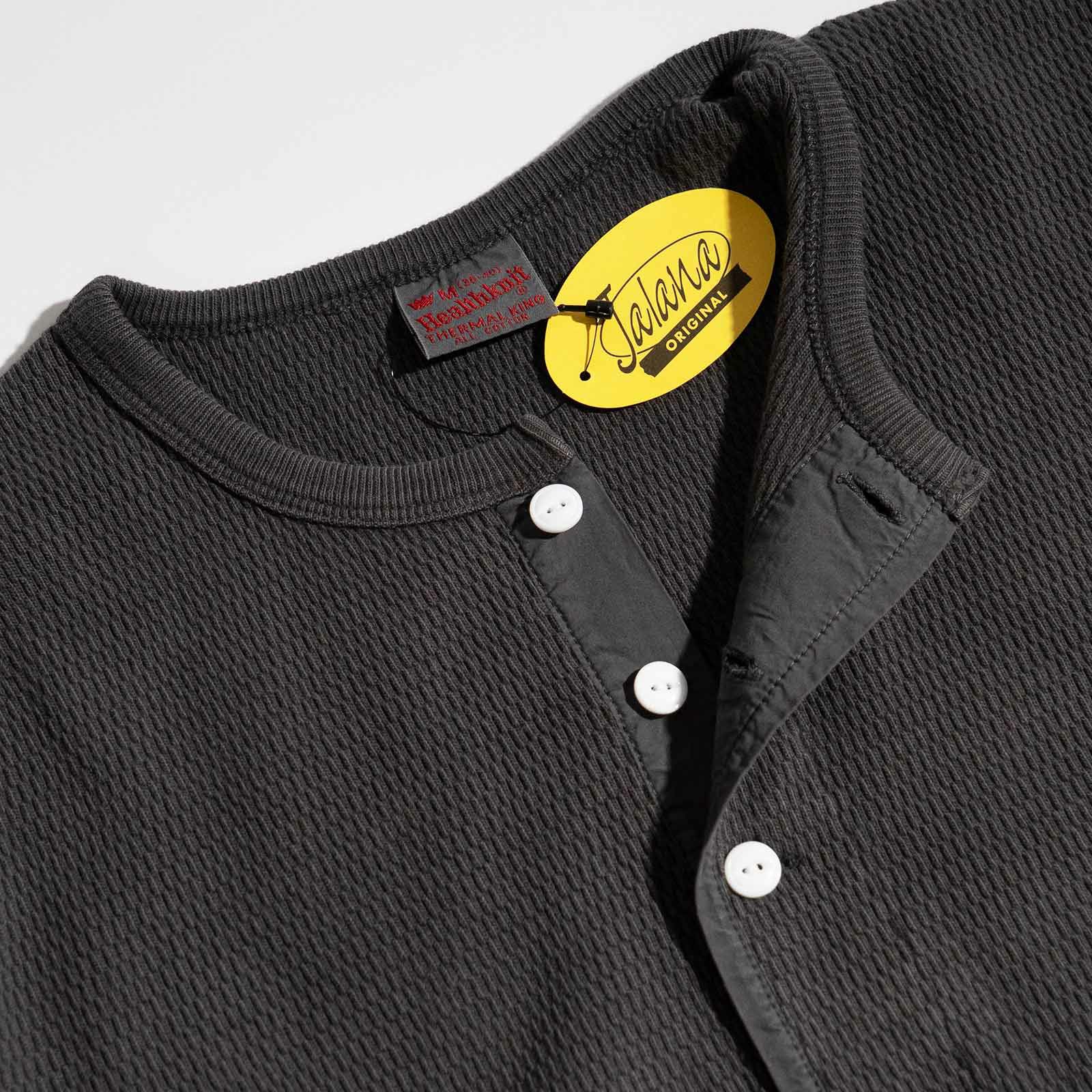 ヘルスニットHealthknit22024サーマルキングラッセルハニカムヘンリーネック長袖TシャツJalana別注ピグメントダイ