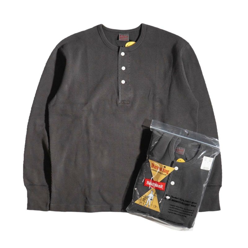 ヘルスニットHealthknit22024サーマルキングラッセルハニカムヘンリーネック長袖TシャツJalana別注ピグメントダイ