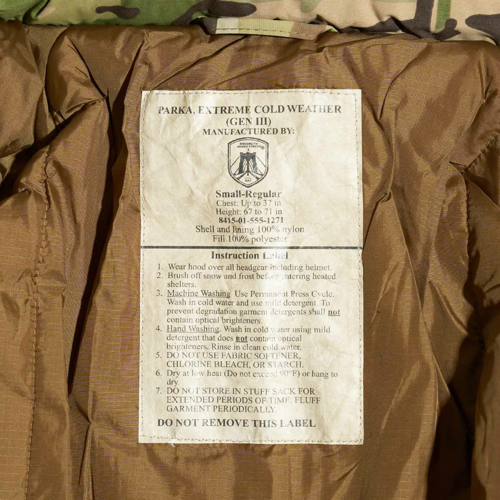 ブルックリンアームドフォースBROOKLYNARMEDFORCES(B.A.F.)ECWCSジェネレーション3レベル7プリマロフトジャケットOCP